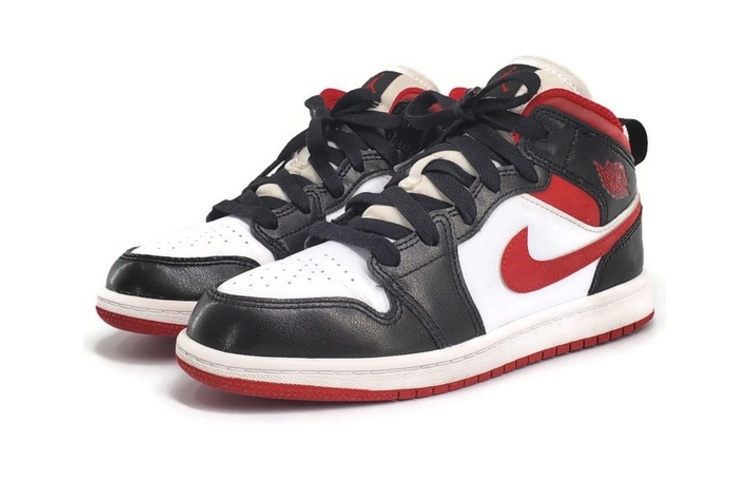 Детские кроссовки Jordan Air Jordan 1 mid (черно-бело-красная) — Чёрный / белый / красный — фото 4