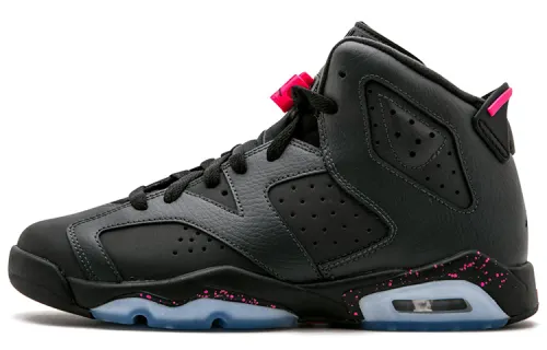Jordan Air Jordan 6 Retro Hyper Pink Leather GS Shock Absorbing Balance High Top Children's Basketball Shoes Black Pink Unisex