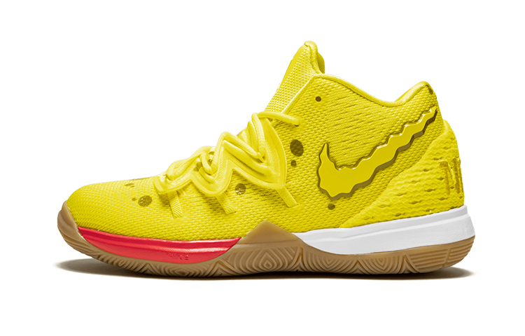 SPONGEBOB SQUAREPANTS SpongeBob x Nike Kyrie 5 Irving 5 Middle-Bang Children's Basketball Shoes Yellow Small and Medium Children