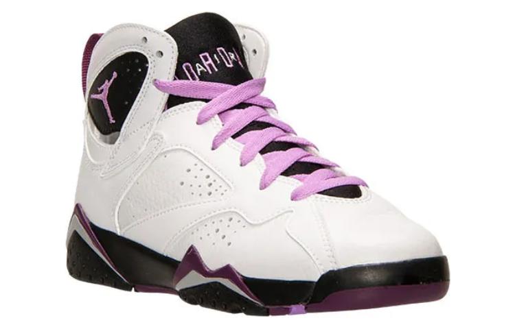 Высокие кроссовки Jordan Air Jordan 7 GS (бело-фиолетово-черные) — Белый / фиолетовыйкрасный / чёрный — фото 4