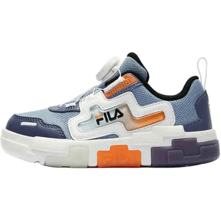 FILA KIDS BOA Anti Kick Cushioning Low top Kids' Training Shoes Gray Blue Children Aged 3 7 Years Old