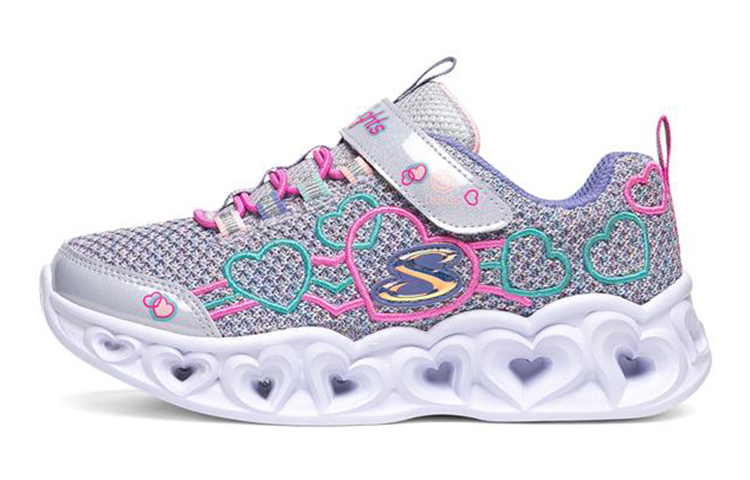 Детские кроссовки Skechers Heart Lights (фиолетово-зеленые)