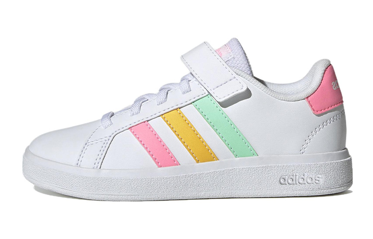 Кеды adidas adidas neo GRAND COURT (белые с зеленым, желтым и розовым)