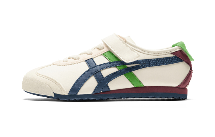 Onitsuka Tiger Onitsuka Tiger MEXICO 66 comfortable and lightweight low-top children's running shoes white blue green children's style