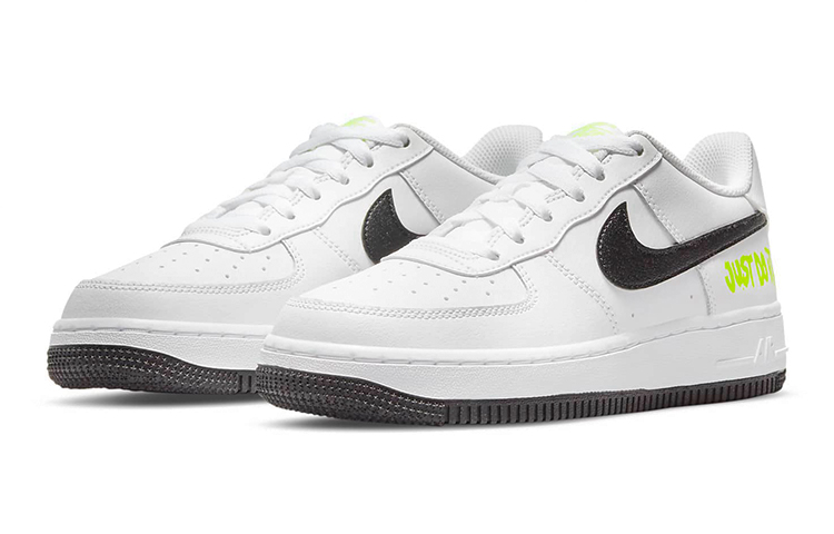 Кеды Nike NikeAir Force 1 "Just Do It" GS (белый / черный / зеленый) — Белый / чёрный / зелёный — фото 4