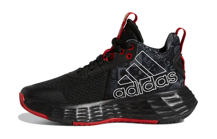 Adidas OwnTheGame CNY K Abrasion Resistant Mid top Children's Basketball Shoes Black Red Kids'