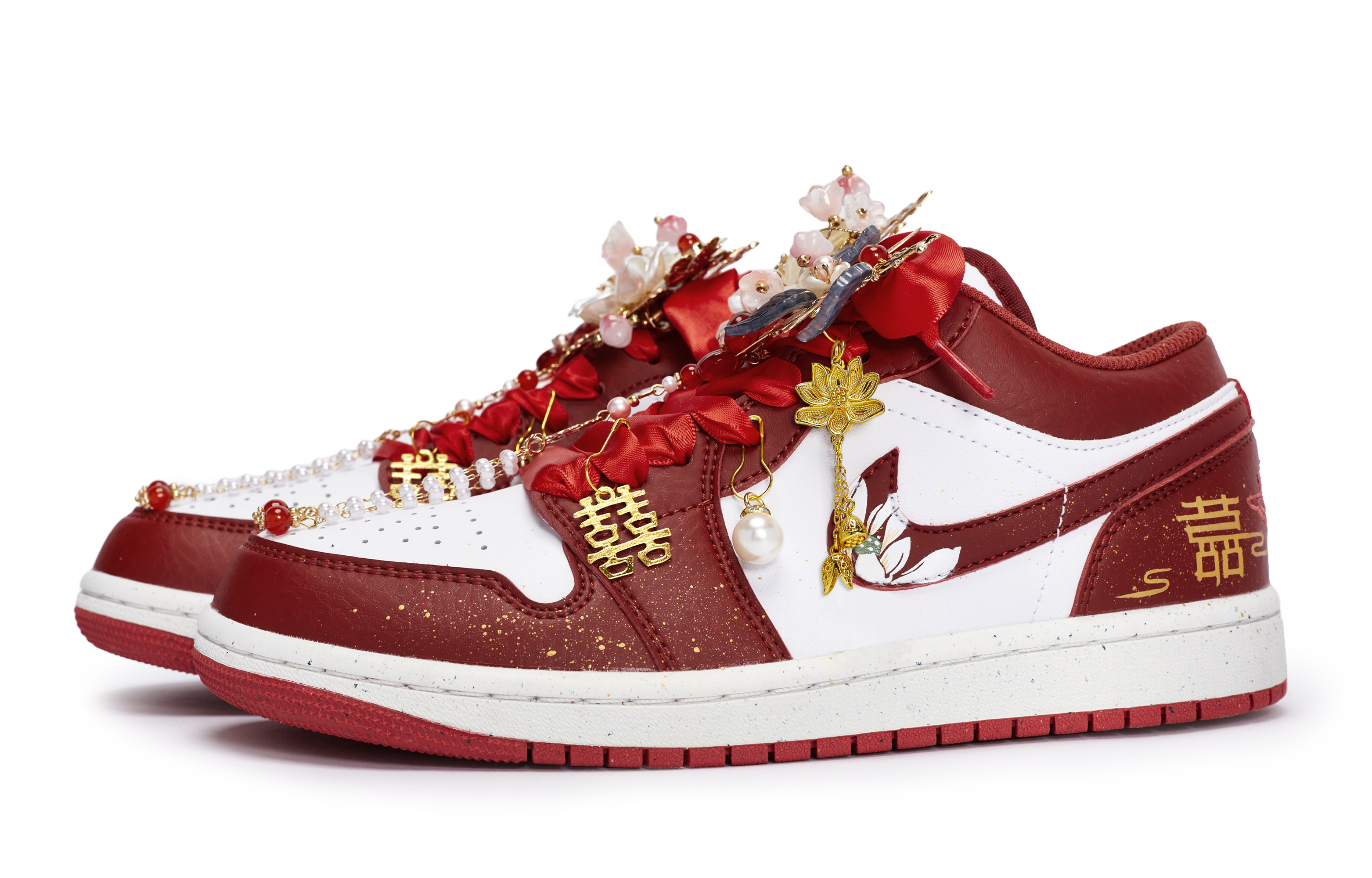 Jordan Air Jordan 1 811 Manufacturing, Heart Lotus Heart, Gift Box Leather Low top Vintage Basketball Shoes Women’s