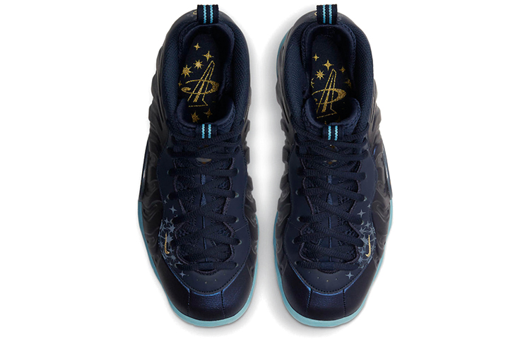 Кроссовки Nike NikeFoamposite One Obsidian GS (черный / синий / золотой) — Чёрный / синий / золотой — фото 6