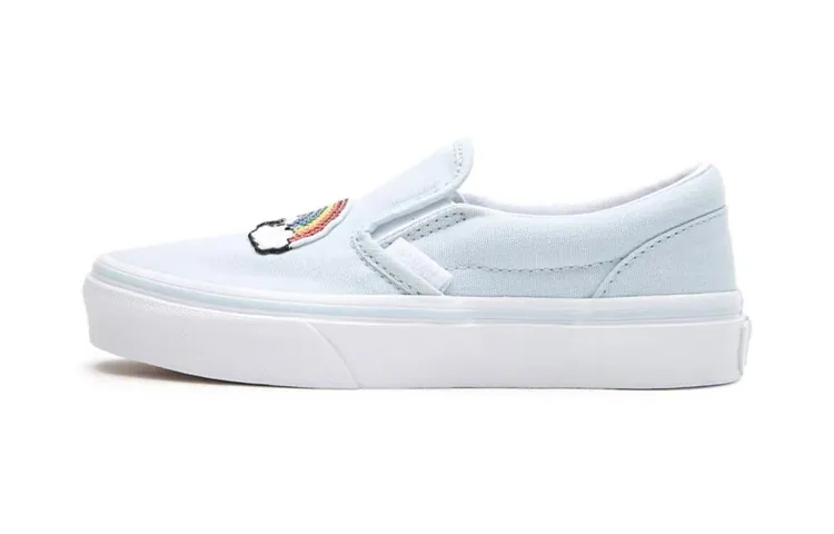 Vans Slip on Low top Kids' Skateboarding Shoes Light Blue Rainbow Children Aged 3 7 Years Old