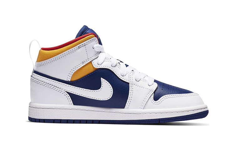 Детские кроссовки Jordan Air Jordan 1 Mid (сине-белые) — Синий / белый — фото 4