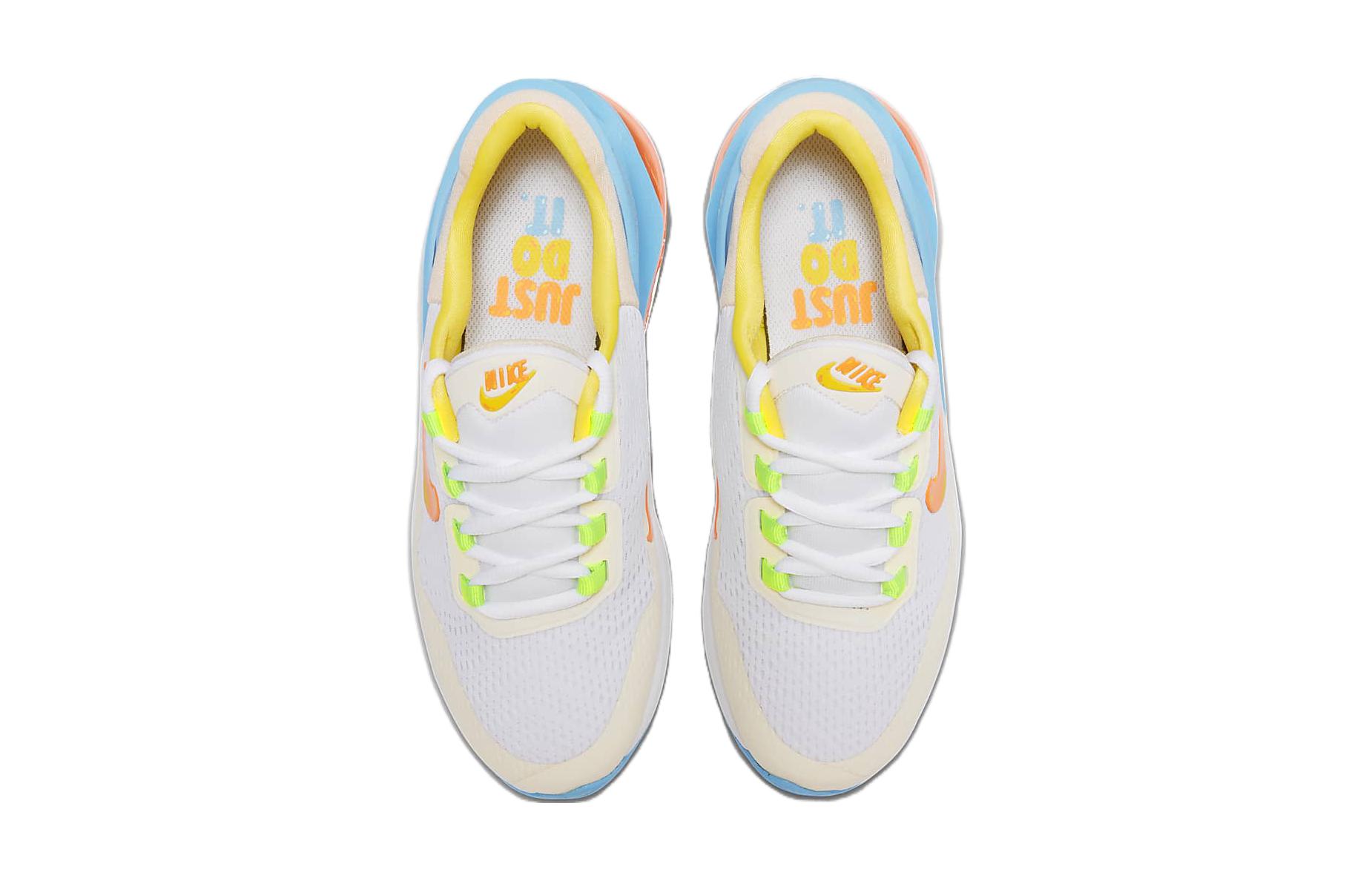 Кроссовки Nike NikeAir Max 270 GO GS (бело-сине-оранжевые) — Белыйсинийоранжевый — фото 5