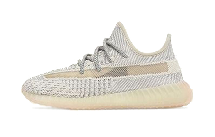 Adidas originals Yeezy Boost 350 V2 Angel \"Lundmark\" Shoelace Reflective Version Trendy Shock Absorption Low-top Sports and Casual Shoes Sesame Gray Children's and Middle School