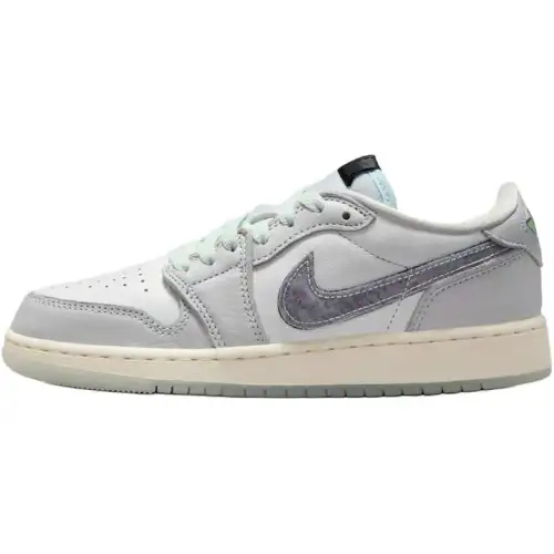 Jordan Air Jordan 1 Low top Basketball Shoes White Gray Green Unisex
