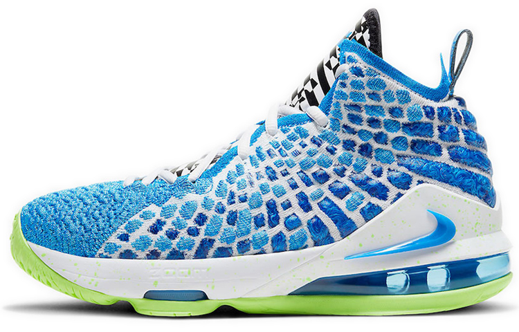 Nike Lebron 17 Photo Blue Comfortable mid-top practical basketball shoes blue-green same style for men and women