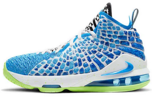 Nike Lebron 17 Photo Blue Comfortable GS mid-top practical basketball shoes blue-green same style for men and women