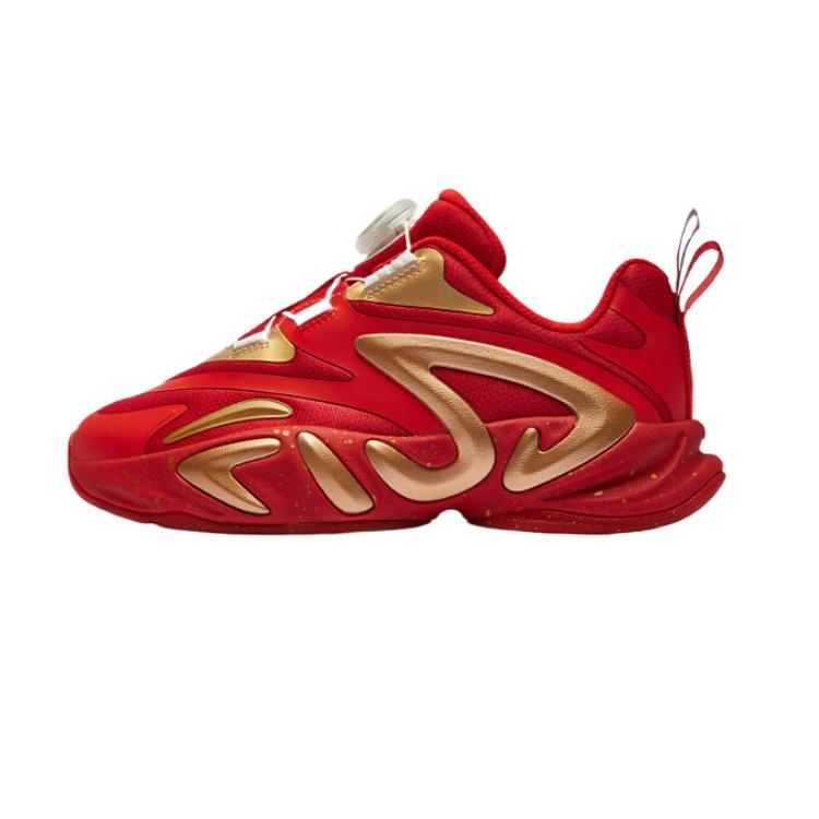 FILA KIDS Comfortable, non-slip, wear-resistant and breathable running shoes, molecular red/elegant gold, children's model