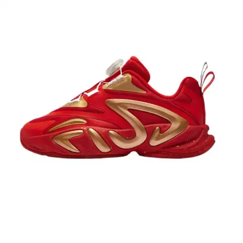 FILA KIDS Comfortable, non-slip, wear-resistant and breathable running shoes, molecular red/elegant gold, children's model