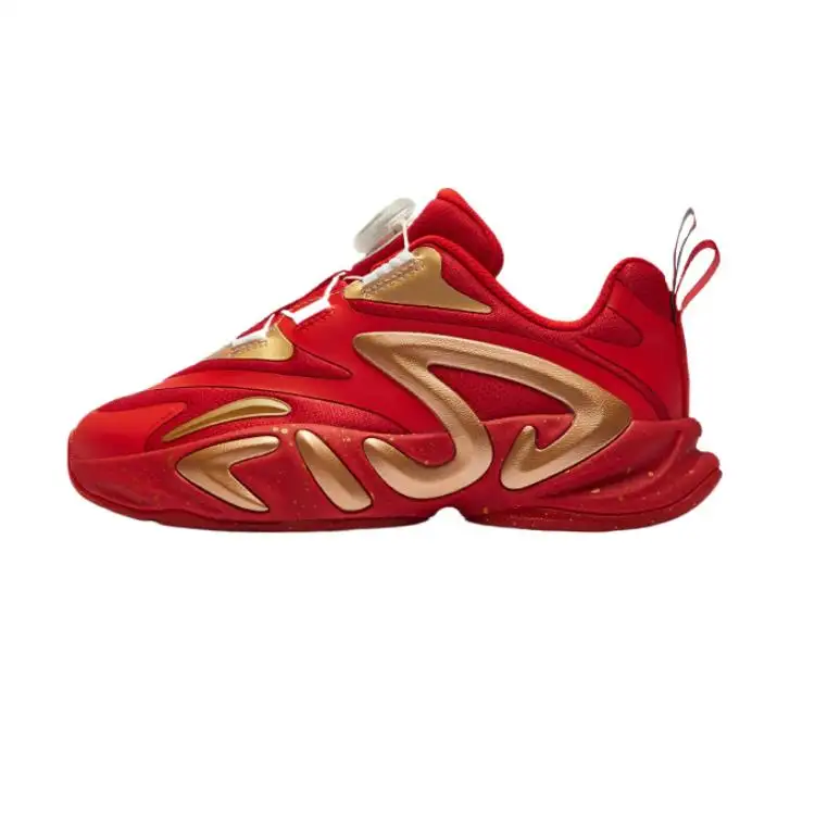 FILA KIDS Comfortable, non-slip, wear-resistant and breathable running shoes, molecular red/elegant gold, children's model