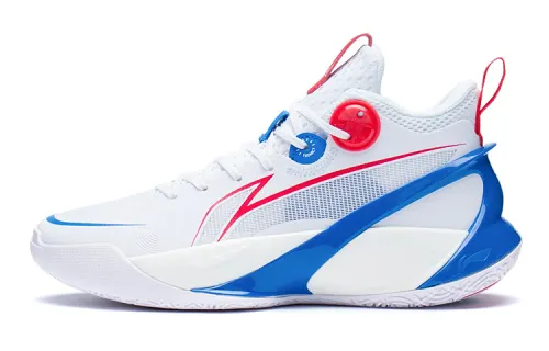 LiNing Sonic 10 Youth Edition, comfortable and versatile, wear-resistant and breathable, mid-top children's basketball shoes, white and blue