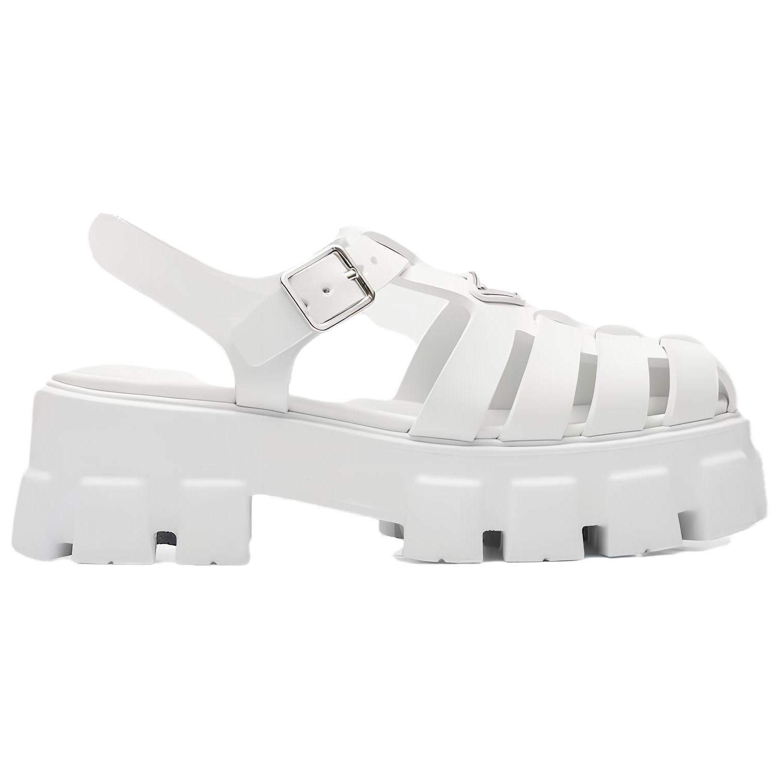 PRADA Monolith Foam Rubber 55mm Sandals White Women's