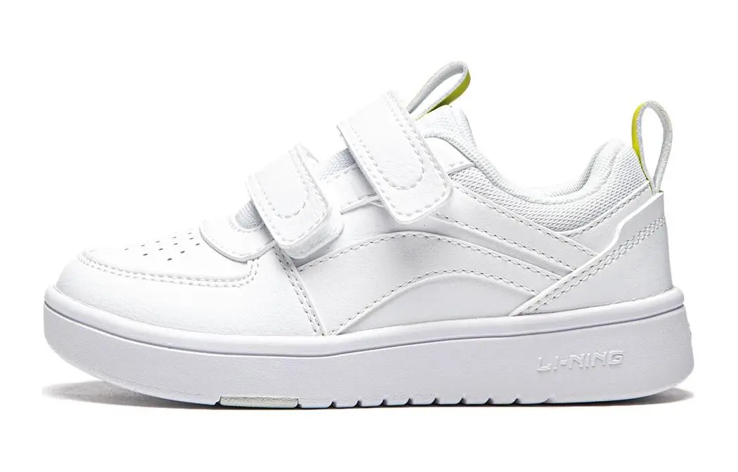 Li Ning YOUNG Sports Life Collection White Sneakers Synthetic Leather Low top Kids Lifestyle Shoes White