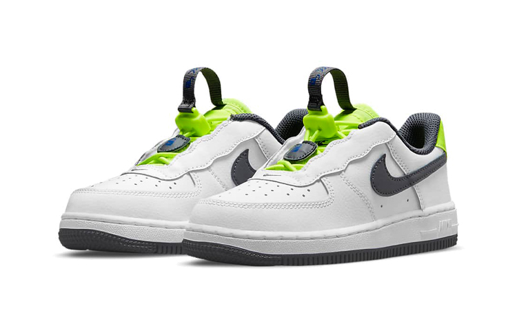 Детские кеды Nike Air Force 1 Toggle (белый / серый / зеленый) — Белый / серый / зелёный — фото 5