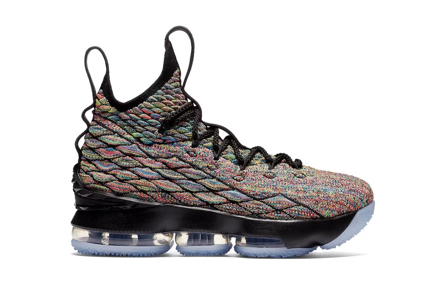Кеды Nike NikeLebron 15 Multi-Color GS (черно-цветной) — фото 2