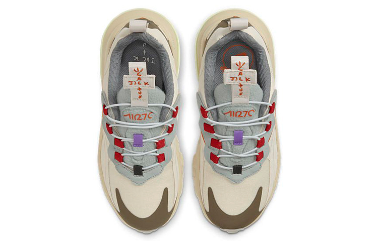 Детские кроссовки Travis Scott x Nike Air Max 270 Cactus Trails (коричнево-желтые) — фото 5