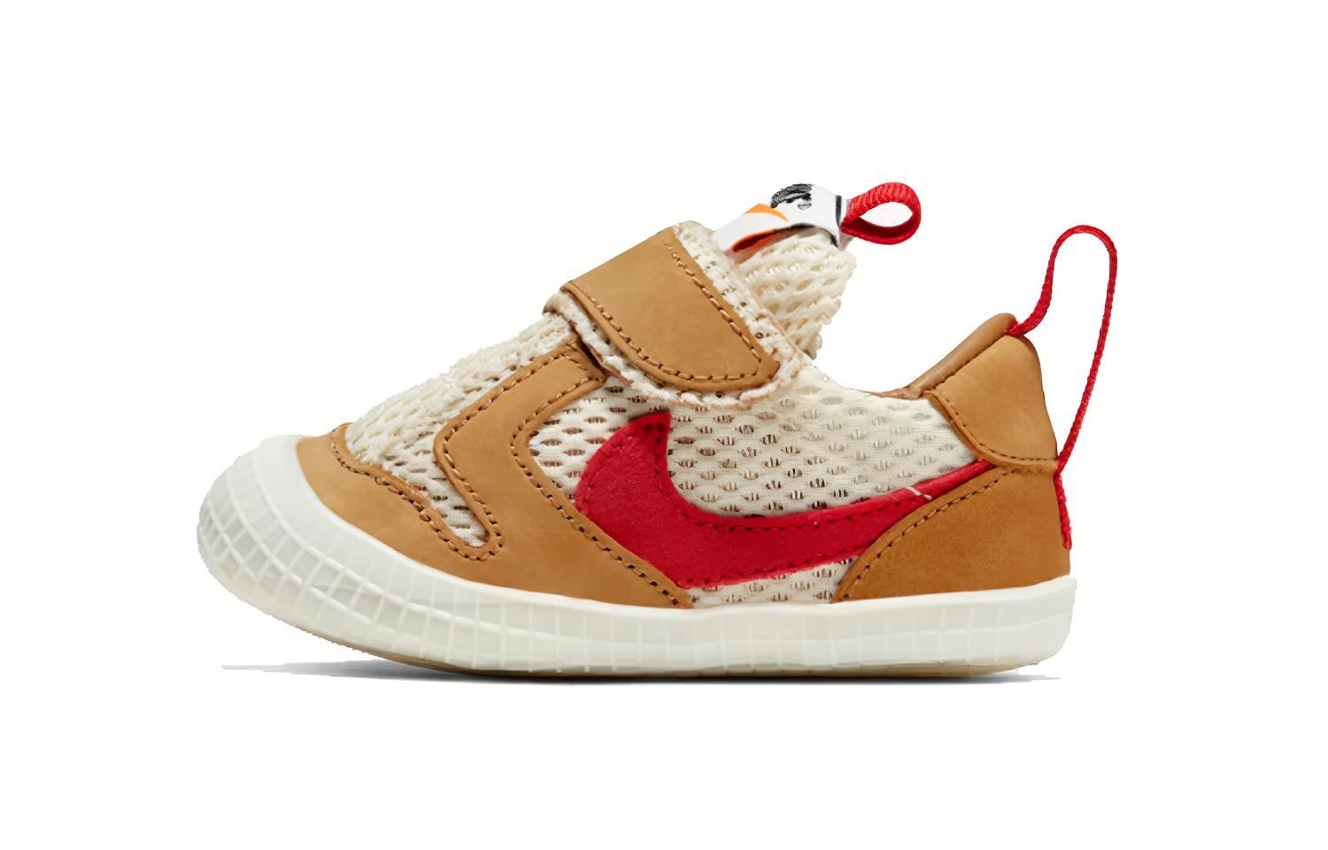 Tom Sachs x Nike Mars Yard 2.0 astronaut, round toe, comfortable, anti-slip and shock absorption, low-cut, pre-step shoes, white brown, infants and toddlers