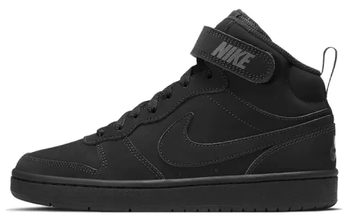 Nike Court Borough Mid 2 Synthetic Leather Slip Resistant Cushioning Abrasion Resistant High top Skateboard Shoes Black