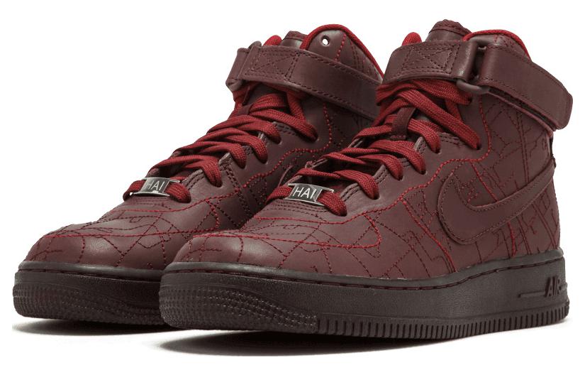 Высокие кеды Nike NikeAir Force 1 City Colleciton Shanghai GS (темно-коричневые) — 深勃艮第/深勃艮第 — фото 2