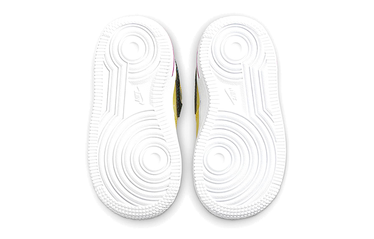Детские кроссовки Nike Air Force 1 (белый / желтый / синий) — Белый / жёлтый / синий — фото 7