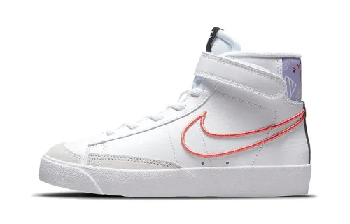 Nike Blazer 77 SE Velcro Casual Wear-resistant and non-slip Middle-top Shoes White Gray Purple Small and Medium-sized Children