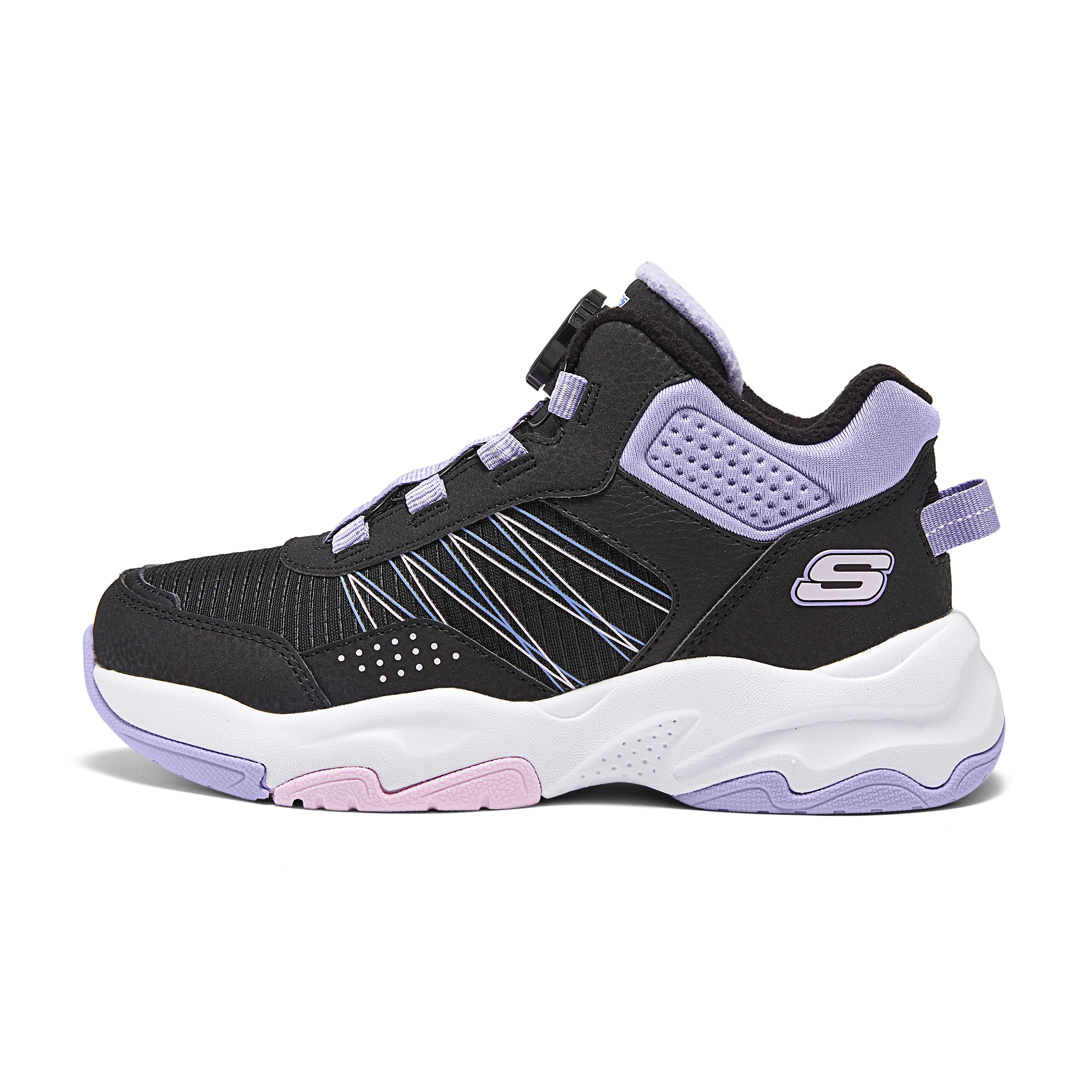 Детские ботинки Skechers kids (черно-лавандовые)