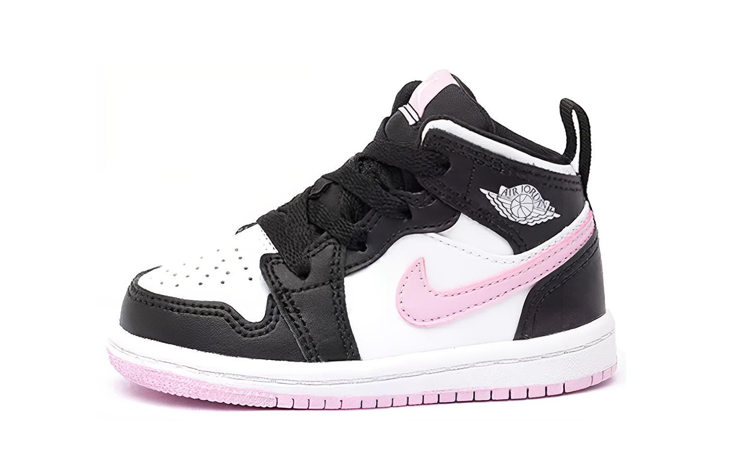 Детские кроссовки Jordan Air Jordan 1 Mid (черно-бело-розовые)