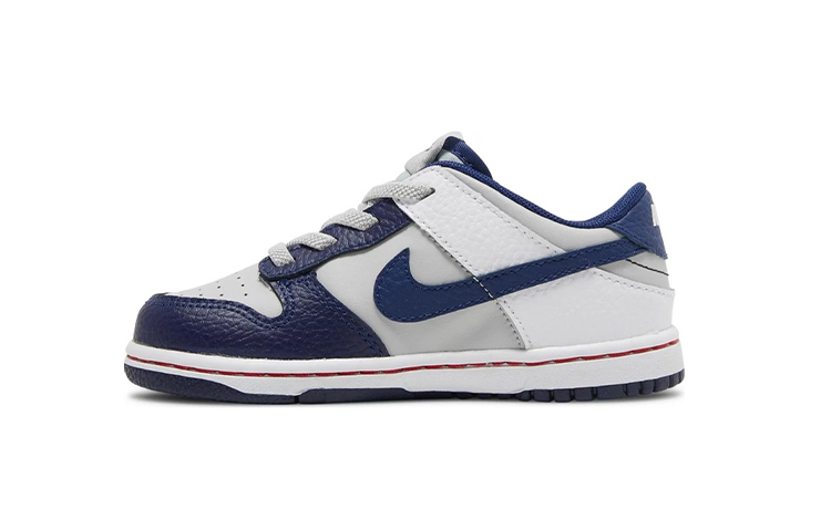 1-NBA NBA x Nike Dunk EMB Retro Casual Brooklyn Nets NBA 75th Anniversary Low Top Toddler Shoes Gray White Blue Baby