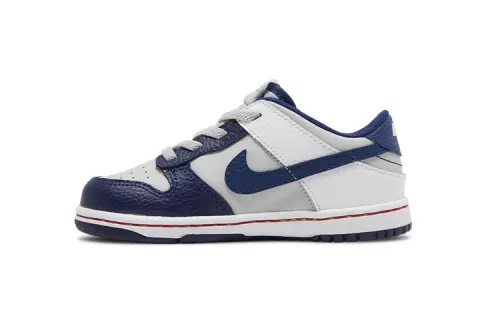 1-NBA NBA x Nike Dunk EMB Retro Casual Brooklyn Nets NBA 75th Anniversary Low Top Toddler Shoes Gray White Blue Baby