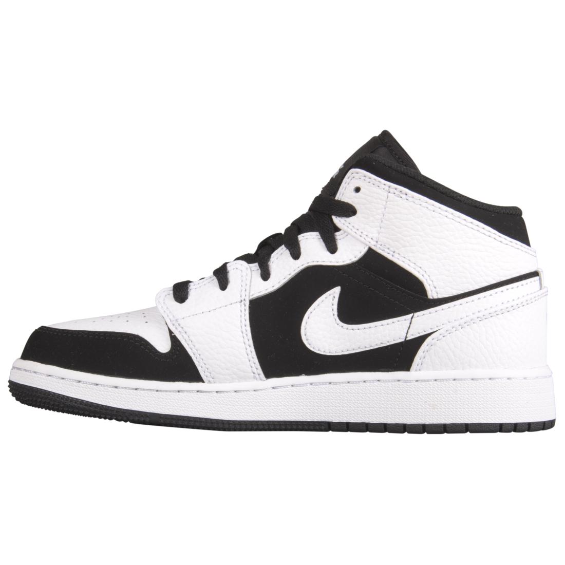 Кроссовки Jordan 1 Mid GS (черно-белые)