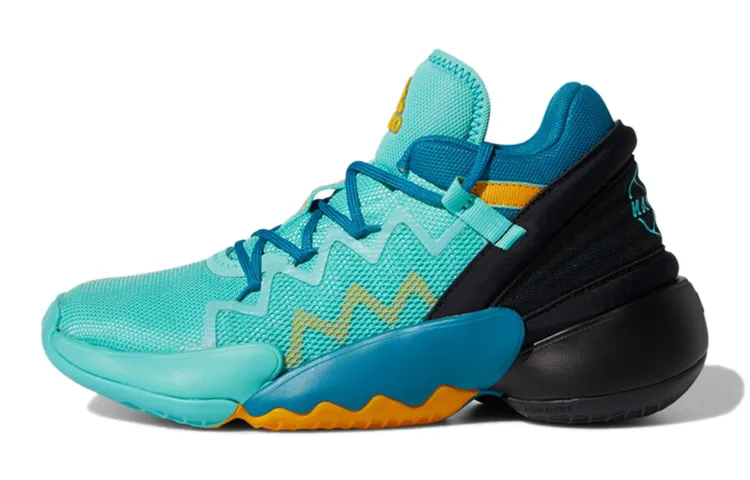 Adidas D.O.N. Issue #2 J Abrasion Resistant Slip Resistant Low Top Vintage Basketball Shoes Green Black Teenagers