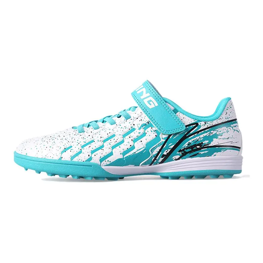 Li Ning YOUNG Slip Resistant Abrasion Resistant Low top Kids' Soccer Shoes Ice Porcelain Green Kids'