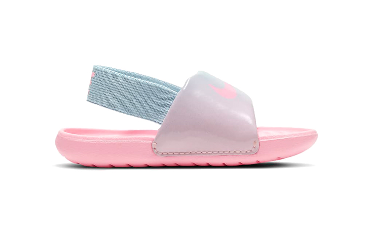 Детские шлепанцы Nike Kawa Slide (розово-сине-зеленые) — Розовый / синий / зелёный — фото 4