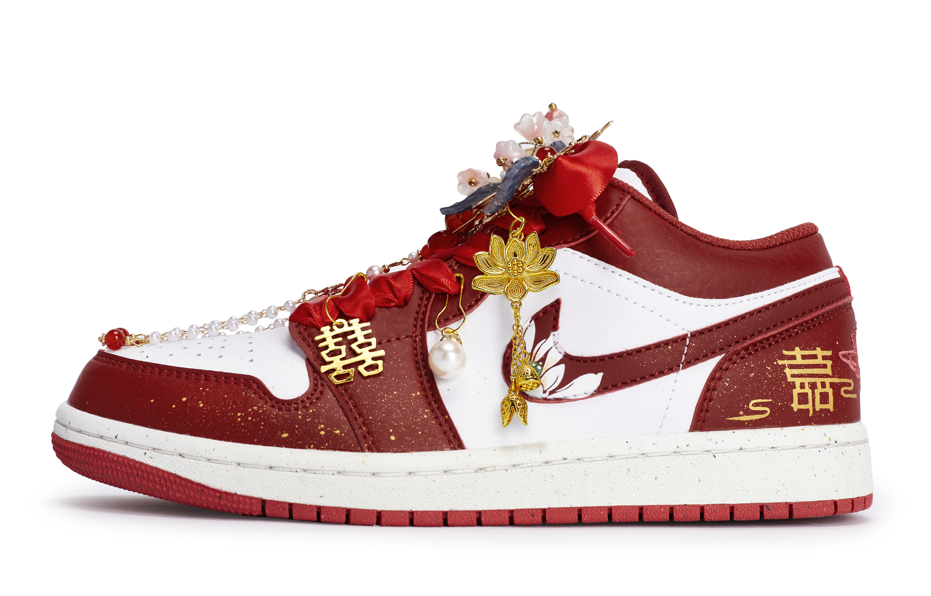 Jordan Air Jordan 1 811 Manufacturing, Heart Lotus Heart, Gift Box Leather Low top Vintage Basketball Shoes Women’s