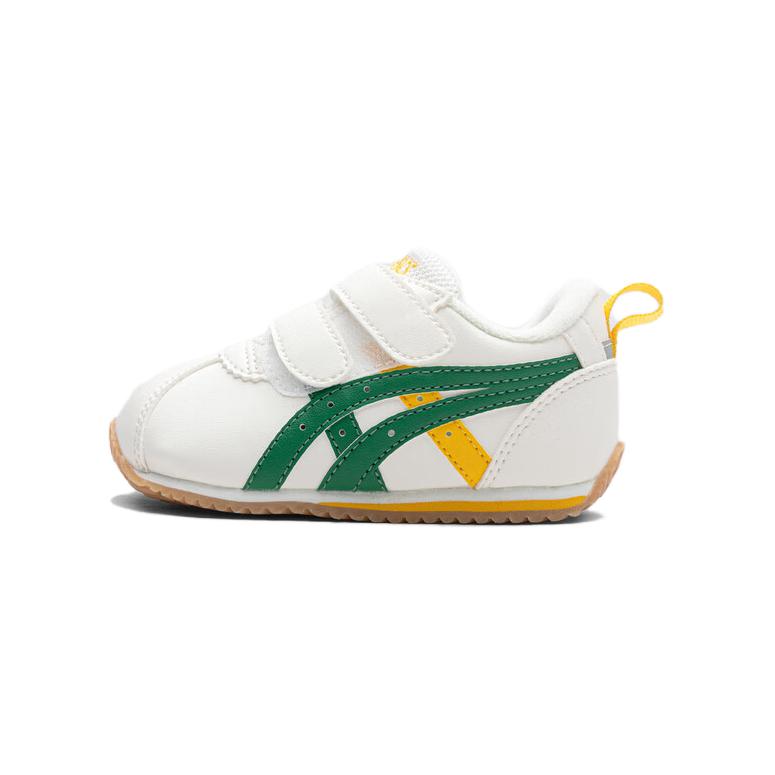 ASICS Suku ASICS soft sole, comfortable fit, skin-friendly, light, steady growth, foot protection, anti-collision, anti-kick, wear-resistant and breathable, low-cut toddler shoes, white, green and yellow, infants and young children