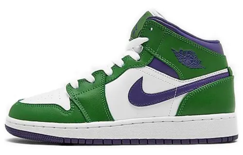 Jordan Air Jordan 1 Mid lightweight woven GS mid-top basketball shoes white green same style for men and women