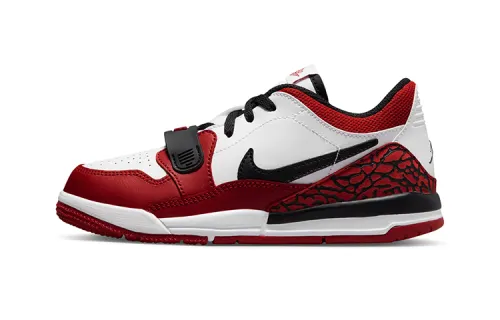 Jordan Legacy 312 leather fabric, comfortable and versatile, shock-absorbing and wear-resistant, low-top retro basketball shoes, red and white, middle children