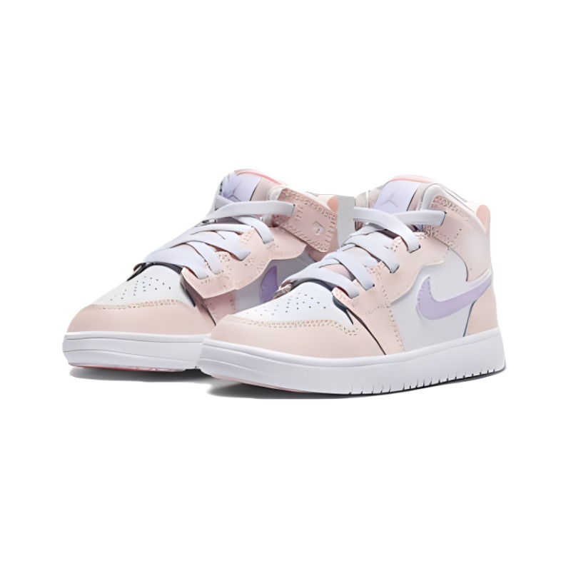 Детские кроссовки Jordan Air Jordan 1 Mid (розово-бело-фиолетовый) — фото 4