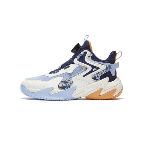 361°KIDS Titans knob buckle strap-free youth sports non-slip shock absorption wear-resistant rebound low-top basketball shoes blue white blue