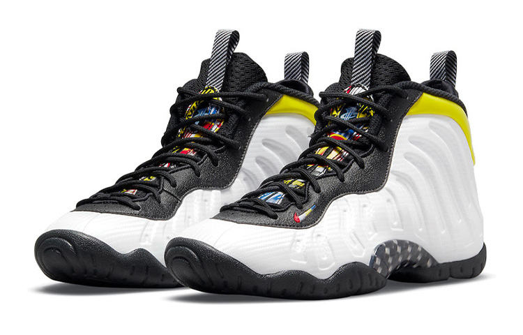 Высокие кроссовки Nike Foamposite One (белый / черный / желтый) — Белый / чёрный / жёлтый — фото 5