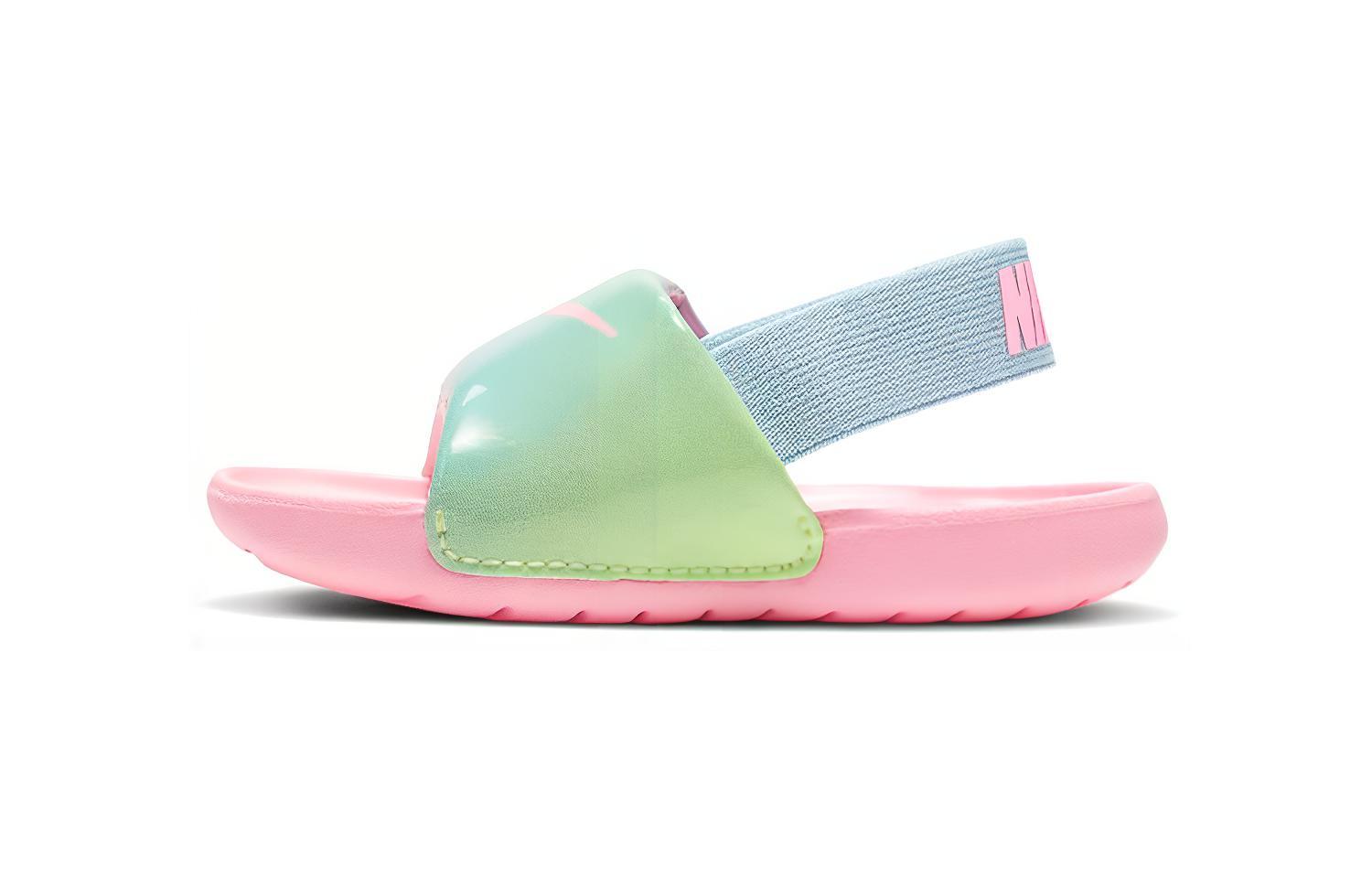 Детские шлепанцы Nike Kawa Slide (розово-сине-зеленые) — Розовый / синий / зелёный — фото 1