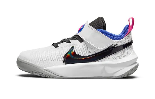 Space Jam x Nike Team Hustle D 10 SE Zhongda slam dunk joint model casual mid-top basketball shoes white black blue children